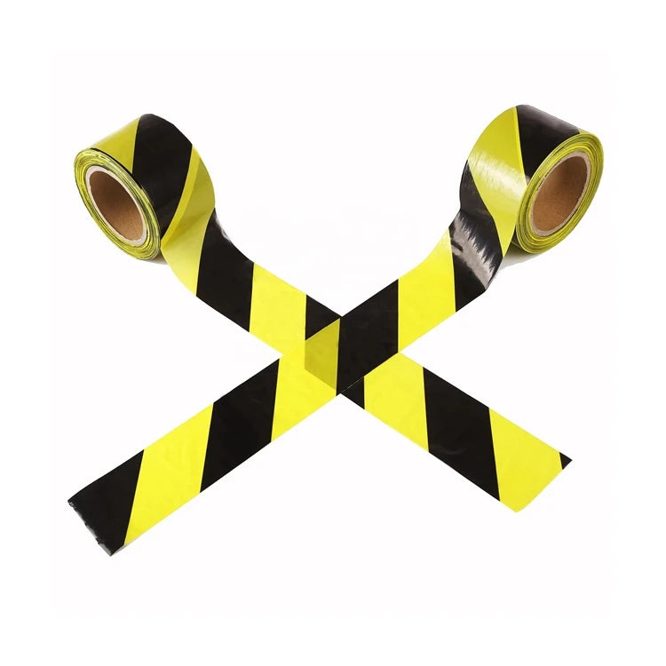 Yellow Black Stripe Non-adhesive ISO Certified Safety Marker PE Material Caution Barrier Tape Warning Belt Roadway Field Huaan
