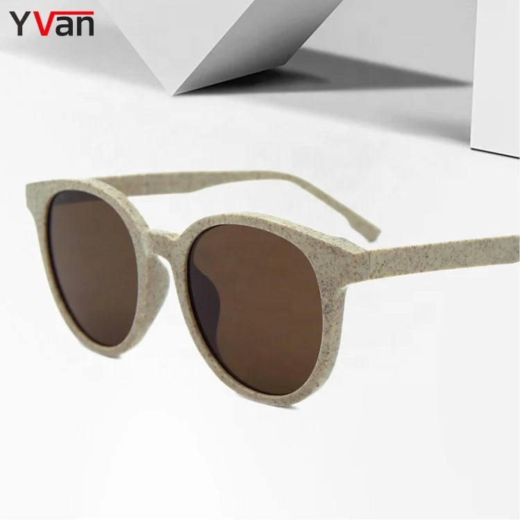 Eco-Friendly Organic Wheat Stalk Fiber Sunglasses Transparent White Yellow Red Frames TAC Lenses Sun Shades Manufactured Natural