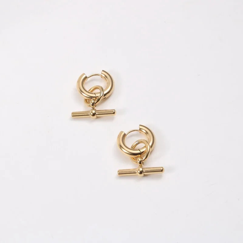 Trendy 316L Stainless Steel Jewelry 18k Gold Plated Huggie Hoop Earrings for Women