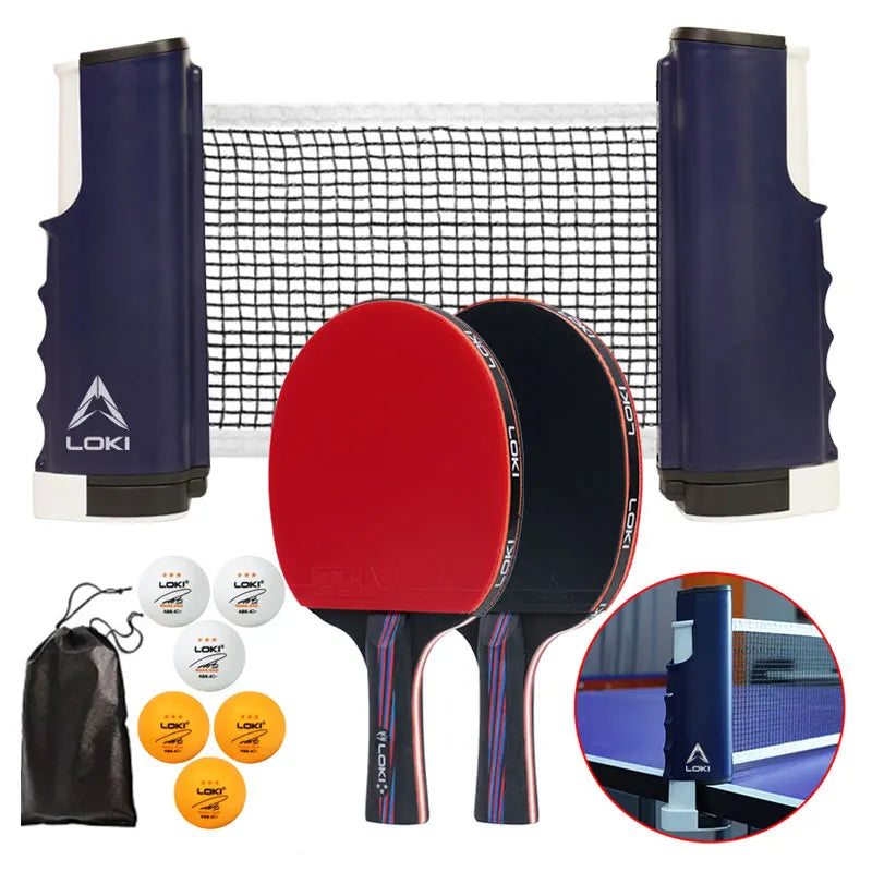 Loki KX3 Ping Pong Paddle Set of 2 Rackets Professional Table Tennis Custom Pure Wood Portable Table Tennis Set