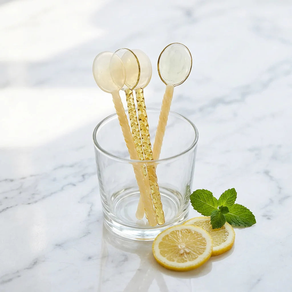 Luxury Eco-Friendly Durable 15cm Length Cute Style Wedding Stirring Teaspoons Borosilicate Glass Spoon Customized Colors Logo MegaBDM