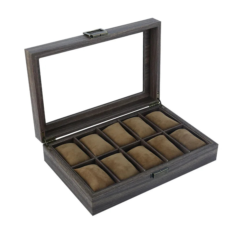 Antique PU Leather 10 Slot Watch Jewelry Bracelet Box Storage Container De Relojes Caja Reloj