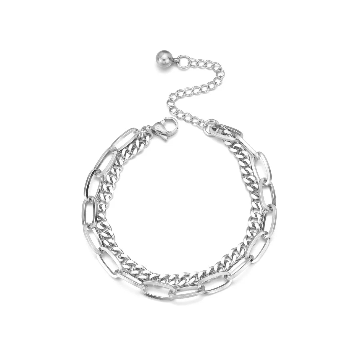 Newest Product  Double Layer Charm Bracelet Link Girl Adjustable Stainless Steel Bracelets for Female