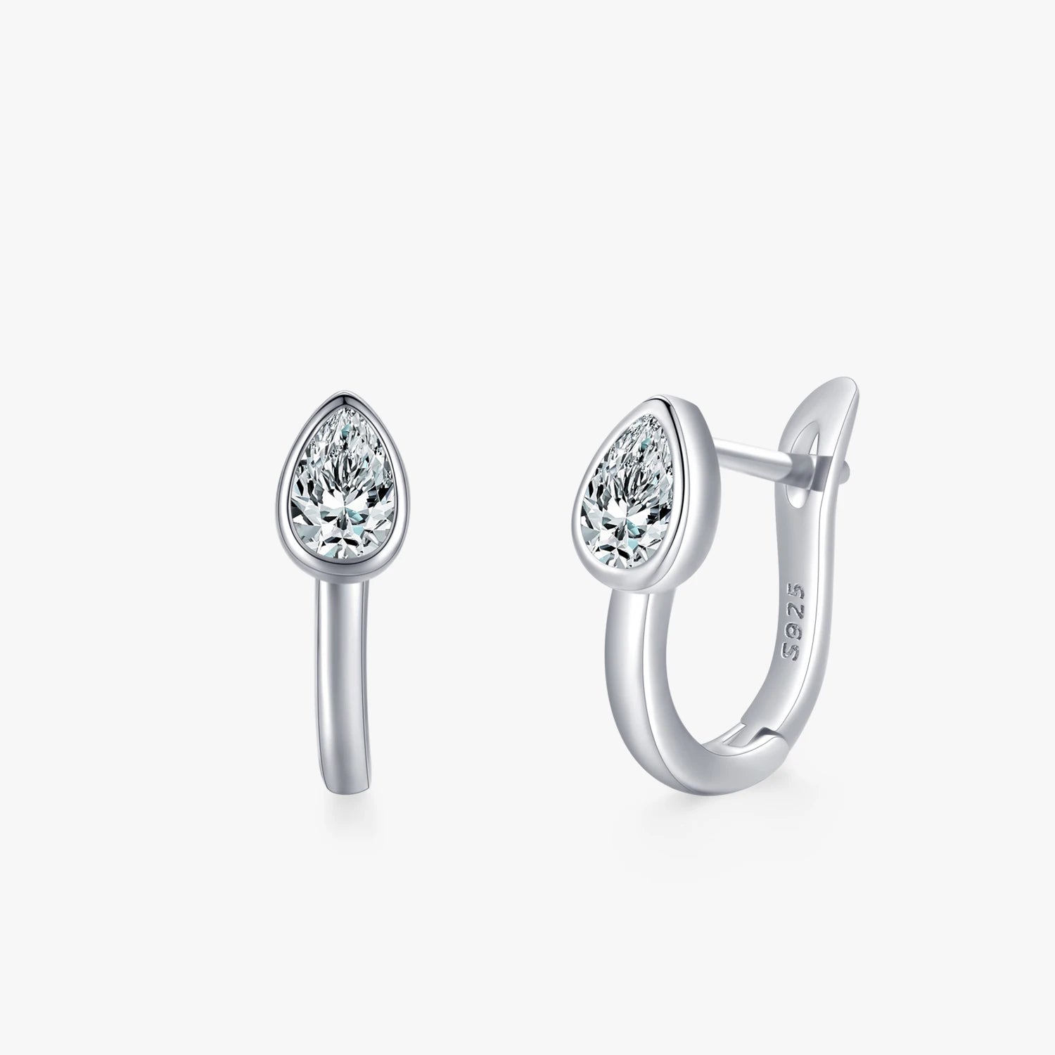 Ailmay Fashion 925 Sterling Silver Water Drop Shape Shining Zircon Ear Buckles Hoop Earrings for Women Party Accessories Jewelry