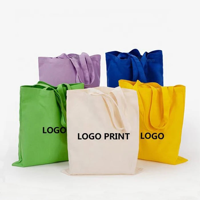 Custom logo Heavy Duty Plain Cotton Canvas Reusable Shopping Canvas Tote Bag