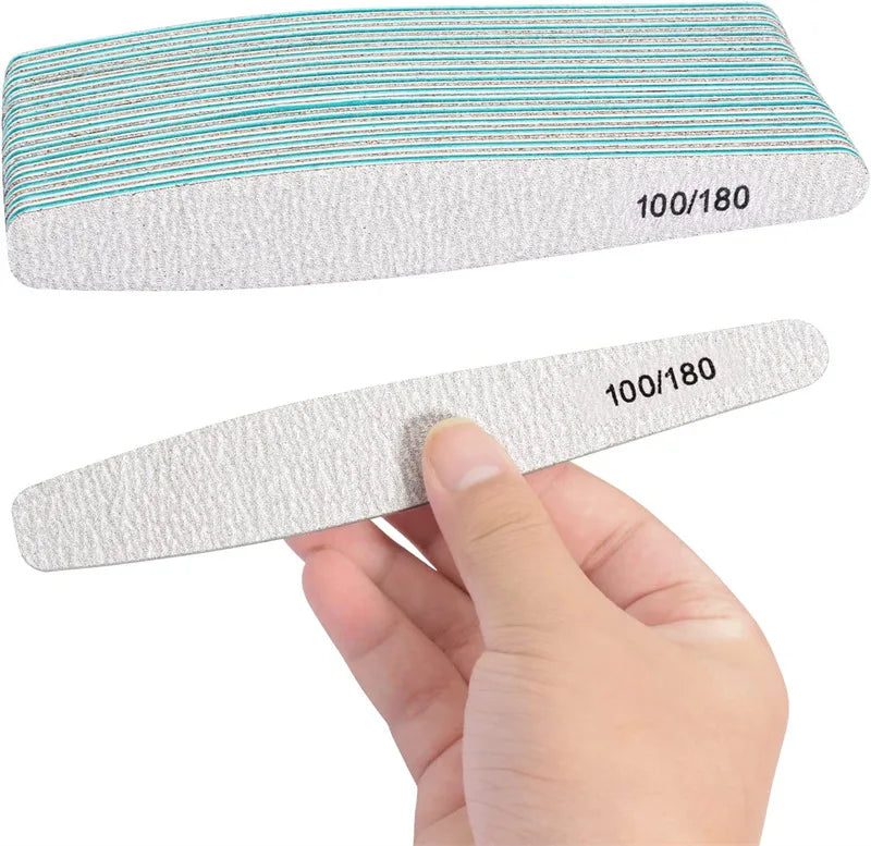 Custom Logo White Sandpaper Nail File Reusable Manicure Rubbing Strip 100/180 Nail Files