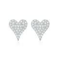 Hot Selling Jewelry Fashion 925 Sterling Silver Full Pave Diamond Love Heart Stud Earrings for Women
