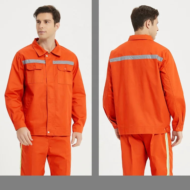 Environmental protection Work Wear with Reflective Strips Long Sleeve Workwear for Men Worker Uniform