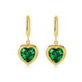 Wholesale 14K Gold Plated Stainless Steel Hoop Earring Emerald Heart Necklace Pendant Fashion Earrings Trend 2022 Best Seller