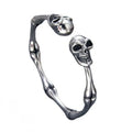 BOCAI S925 Real Sterling Silver Hip-Hop Fine Chain Link Bracelet Dark Skull Punk Jewelry Bone Modeling Trendy Personality for