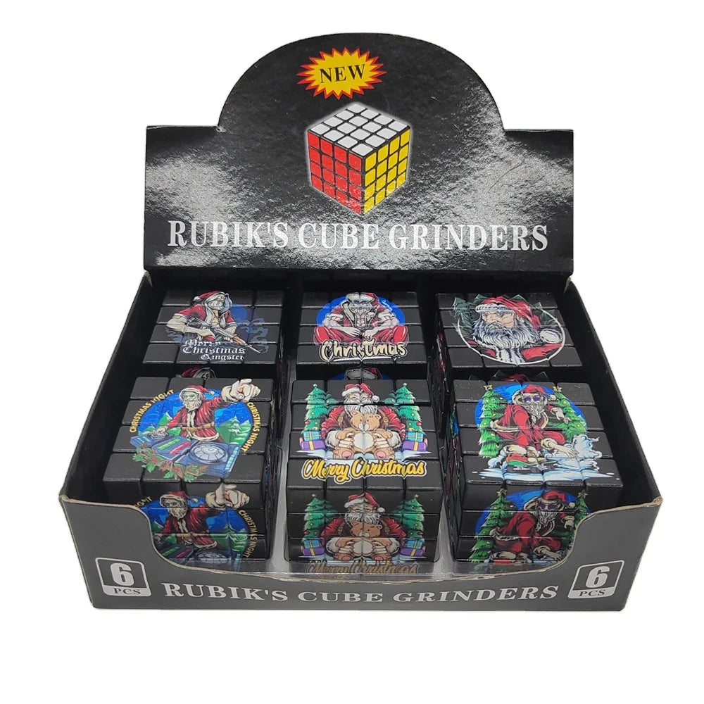 PUYI PYMG58 58mm UV Printing 4 Parts Durable Zinc Alloy & Plastic Herb Tobacco Grinder Creative Tobacco Cube Grinder