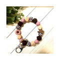 Girls Accessories Cow Print Silicone Beads Bracelet Western Style Cowboy Hat Wristlet Keychain for Women