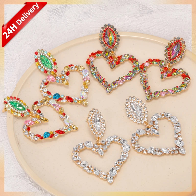 HOVANCI Fashion Earring Trend 2021 Big Gold Heart Women Fashion Earring rainbow Earrings