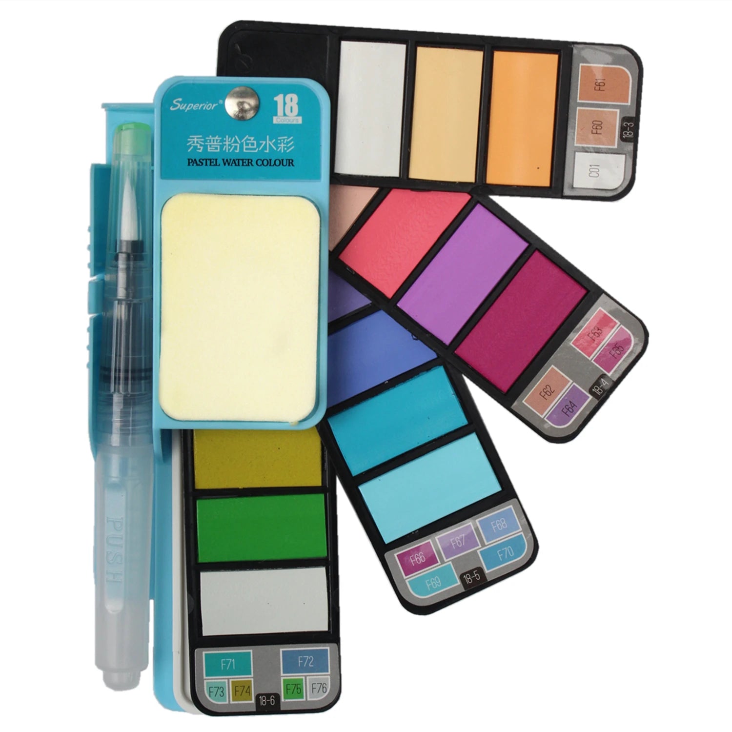 18 Watercolor Paint Kit Perfect Fan-shaped Pigment Sketch Set for Outdoor Painting-Travel Pocket Paint Set