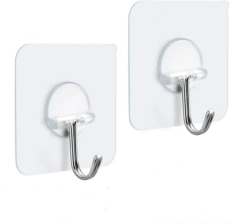 Transparent Heavy Duty Wall Hook Self Adhesive Towel Hook Waterproof Seamless Hooks for Bathroom Kitchen
