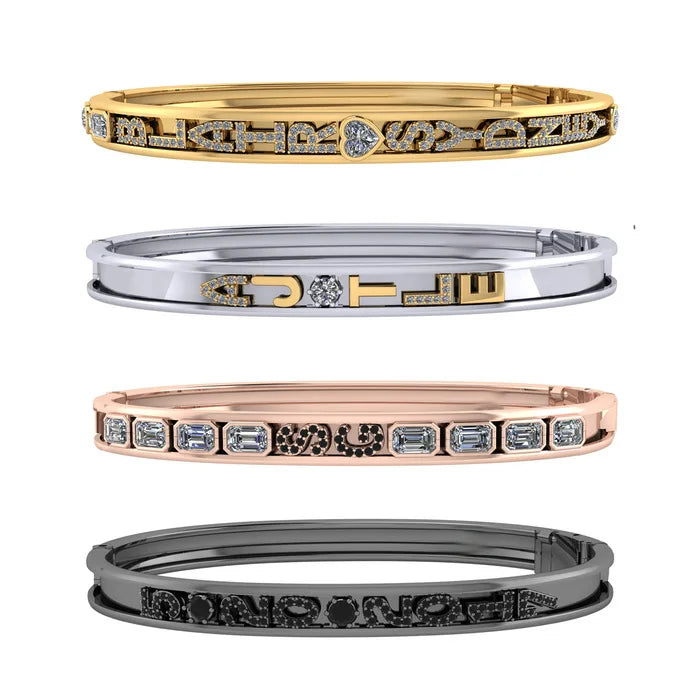 14K Gold Plated 925 Sterling Silver Custom Charm Bangle Bracelet Designer Charms Bracelets & Bangles
