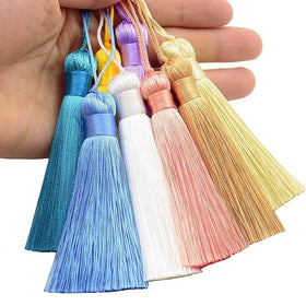Stock 16cm Chunky Silky Floss Tassels Cord Loop Soft Elegant Handmade Chinese Knot Tassels for Decorative Jewelry Curtains