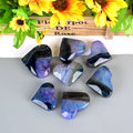 Hand Carved Natural Crystal Heart Palm Stone Purple Lace Agate With Druzy Heart for Healing