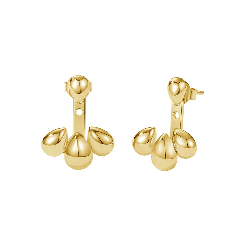 Wholesale 925 Sterling Silver Unique Jewelry 18k Gold Vermeil Waterdrop Ear Jacket Women Earring for Gift