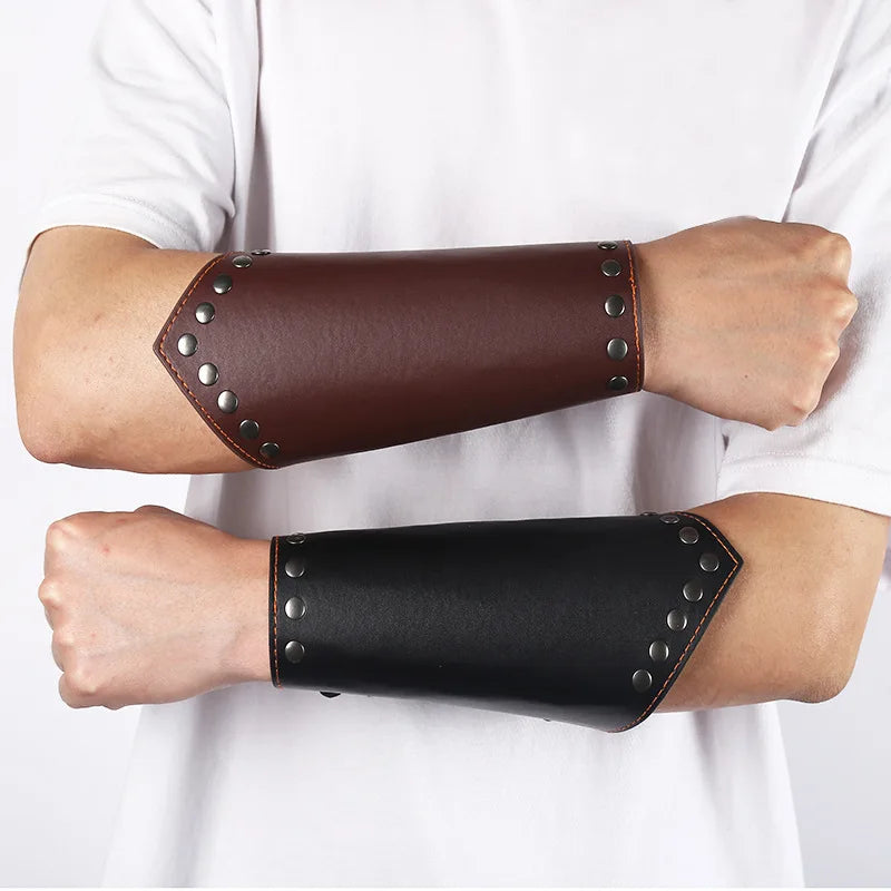 Costom Logo Sports Bracers Adjustable Hunting PU WJF22 Forearm Protector Arm Guard PU Viking Stage Props