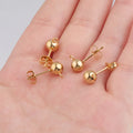 6/4mm DIY Stainless Steel Ear Needle Round Bead Earrings Gold Plated Pendant Accessories