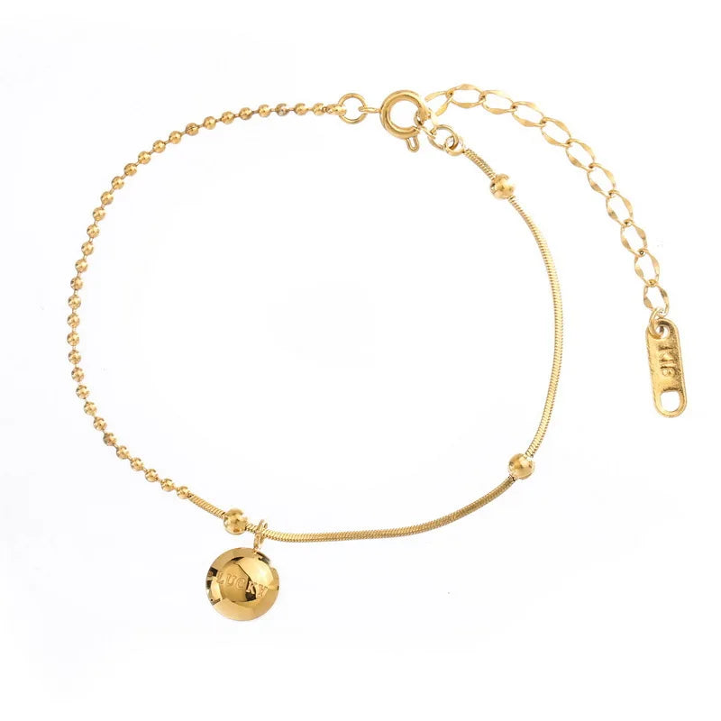 HOVANCI New Arrival 18 K Gold Planted Stainless Steel Chain Anklet Jewelry Oval Beads Anklet for Women