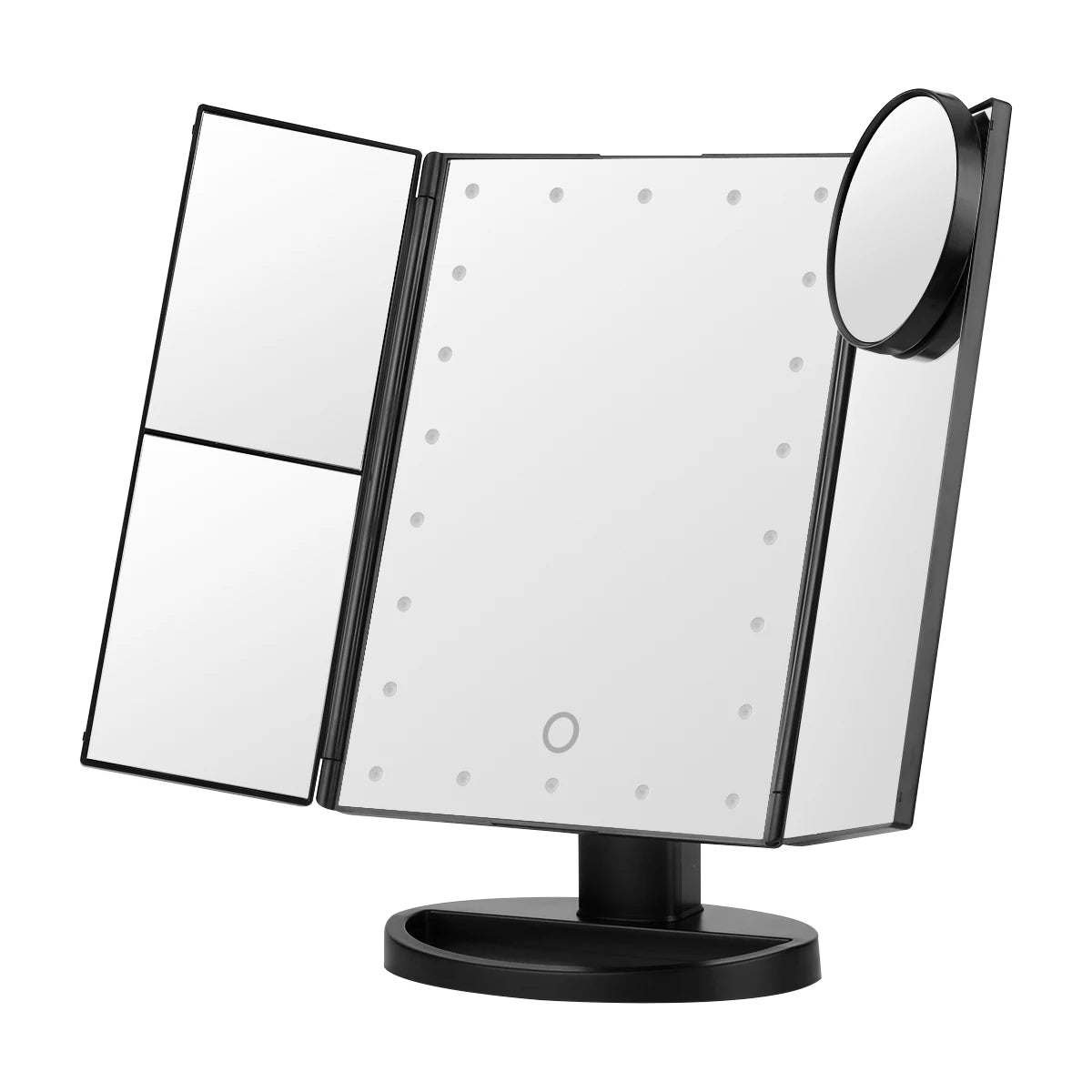 Top Seller Vanity Led Lighted Travel Makeup Mirror Desktop Trifold Magnified Make up Mirror With Lights