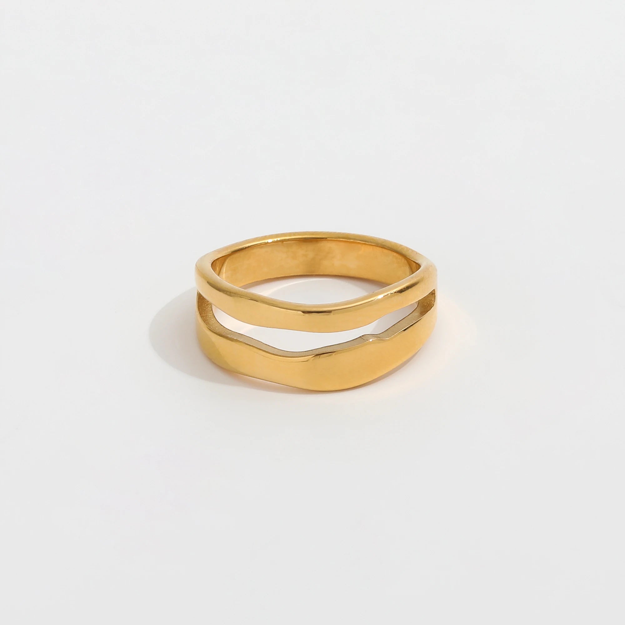 Joolim Jewelry 18K Gold Plated  Stainless Steel Double-layer Mouth Rings for Women Fashion Jewelry