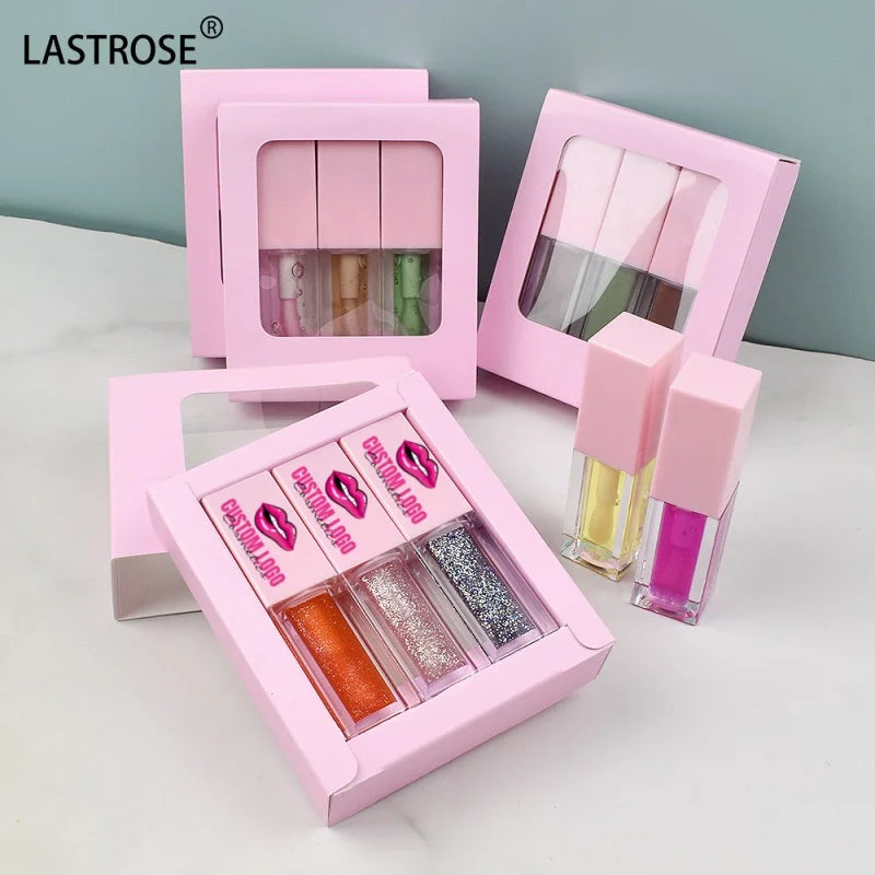 3 in 1 Color Changing Lip Oil Kit Pigmented Magic Moisturizing Flavouring Fruit Clear Vegan Pink Lipgloss Lip Plumper Gloss Set