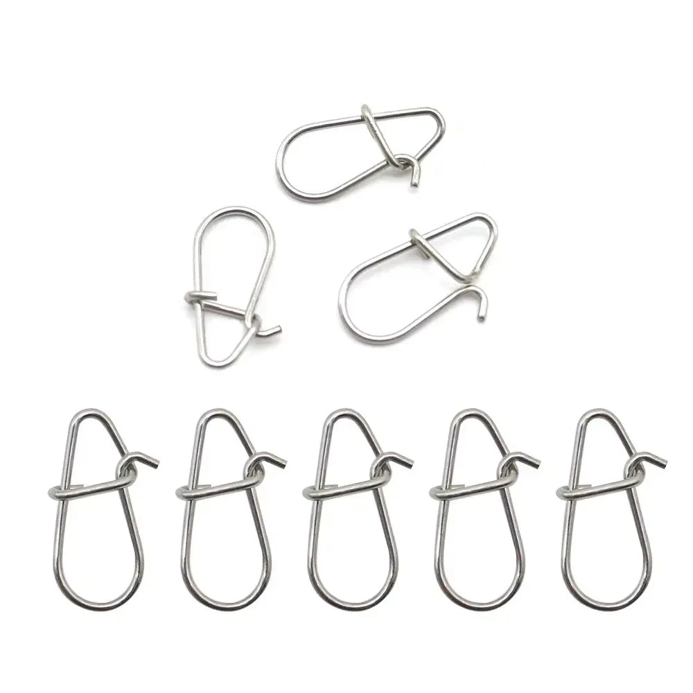 Gourd Type Stainless Steel Hook Fast Clip Lock Snap Connector 100pcs/Bag Swivels & Snaps for Safety for Fishing Tackle Tool