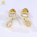 2025 Trendy Design Fine Jewelry 925 Silver Stud Earrings Pear & Emerald Cut Moissanite Drop Earrings Screw Back Party Gifts