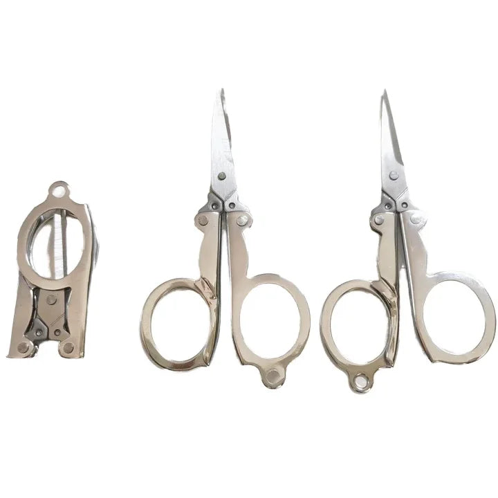 Free Sample Stainless Steel Foldable Portable Travel Scissors Small DIY Embroidery Paper String Craft Shred Scissors