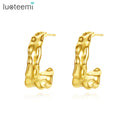 LUOTEEMI New Designs Brass C Shape Irregular Geometric Metal Stud Earrings for Women MegaBDM