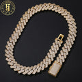 High Quality Brand Jewelry Hip Hop 16mm Gold Plated Brass Prong 3 Rows 5A CZ Diamond Iced Out Cuban Link Chain Necklace for Men