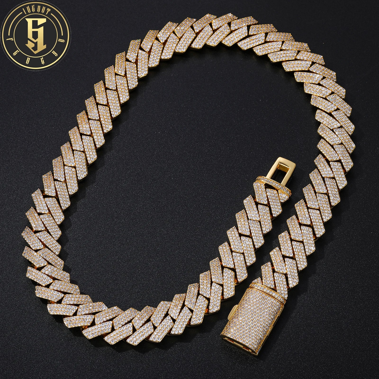 High Quality Brand Jewelry Hip Hop 16mm Gold Plated Brass Prong 3 Rows 5A CZ Diamond Iced Out Cuban Link Chain Necklace for Men