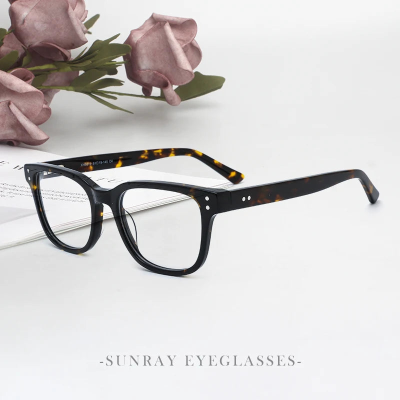 Hot Selling Custom Trendy Unisex Square Anti Blue Light Glasses Frame Fashion Retro Style Acetate Eyewear