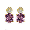 Exquisite Fine Jewelry 925 Sterling Silver 18K Gold Plated Women Fashion Round Gemstone Diamond Stud Earrings