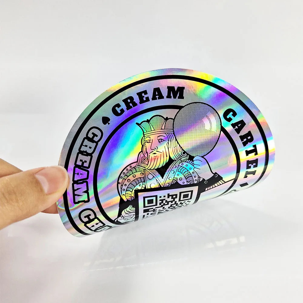 Custom Premium Glossy Laser Round Sticker Medium Logo Packaging Labels 500pcs Custom Color Die-Cutting