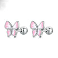 OAHLAN Fine Jewellery 925 Sterling Silver Pink Butterfly Stud Women Earings