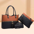 Fashion Ladies Hand Bags Handbag Sets Contrast Color Pu Leather Women Bag