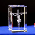 Low MOQ Religious Holy Father Jesus Cross Crystal Glass Cube Souvenirs 3d Engraving Crystal Crystal 3D Engraving Photo Inside