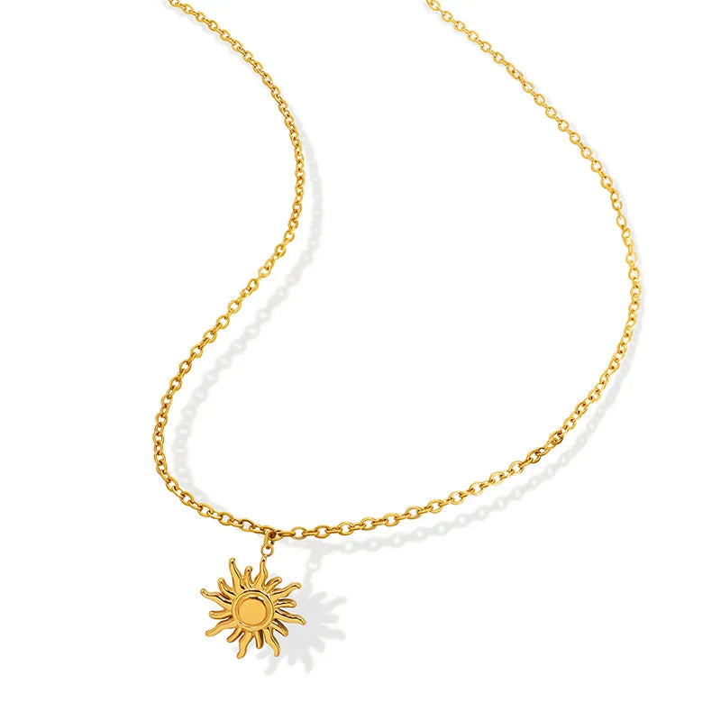 MICCI Sun pendant necklace female clavicle chain INS style contracted titanium steel 18K gold stainless steel necklace