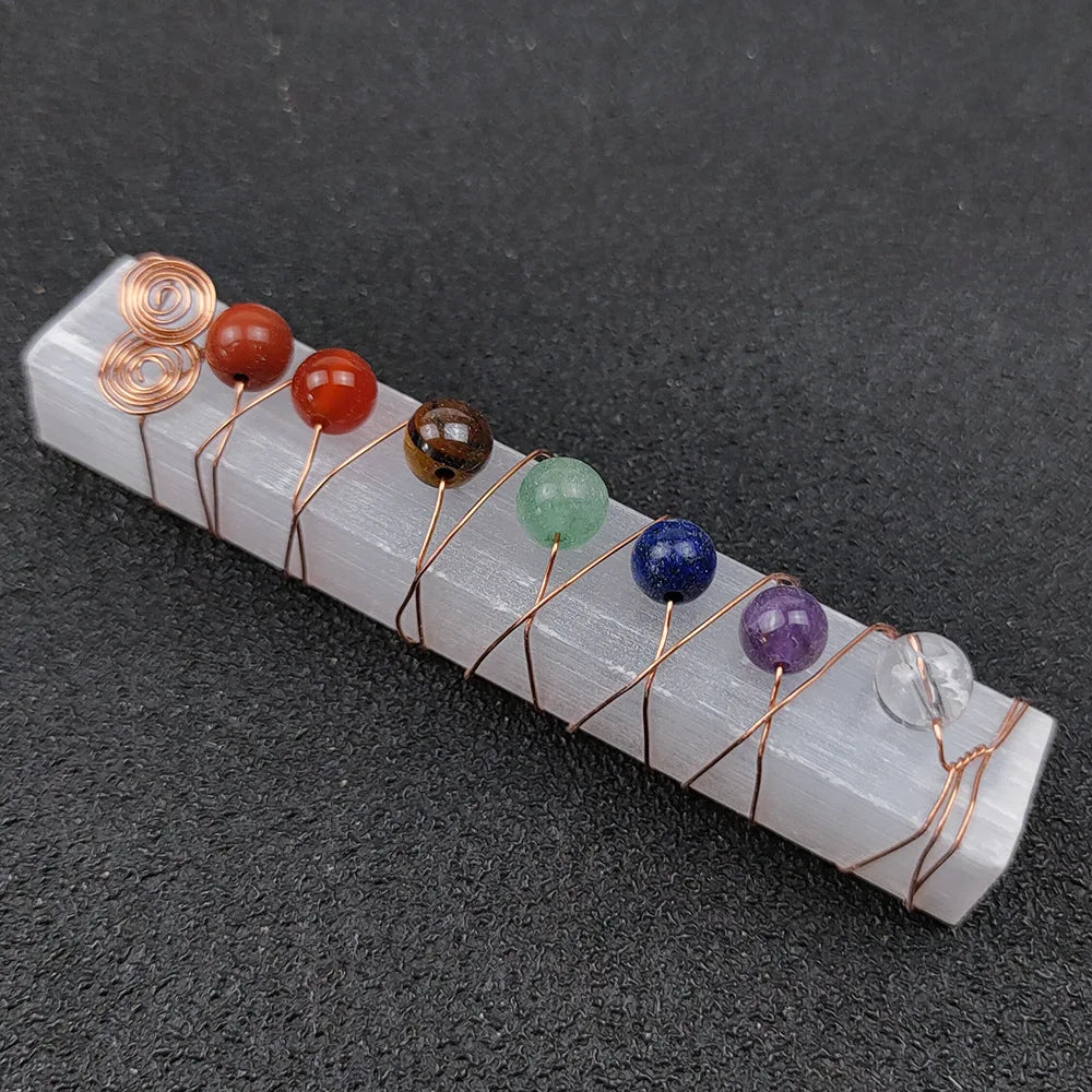 Wholesale Natural Gemstone Crystal Gravel jasper Ball Seven Chakra Crystal Selenite Healing Stick Pendant Jewelry
