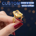 Organizer Handmade Making Supplie Gold Plated Citrine Gemstone Luxury Women Designer Custom 925 Silver Jewelry Vintage Rings