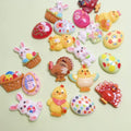 100PCS Resin Cartoon Easter Chicks Eggs Rabbit Flatback Cabochon for DIY Hair Bow Scrapbook Crafts Decorative Figurines