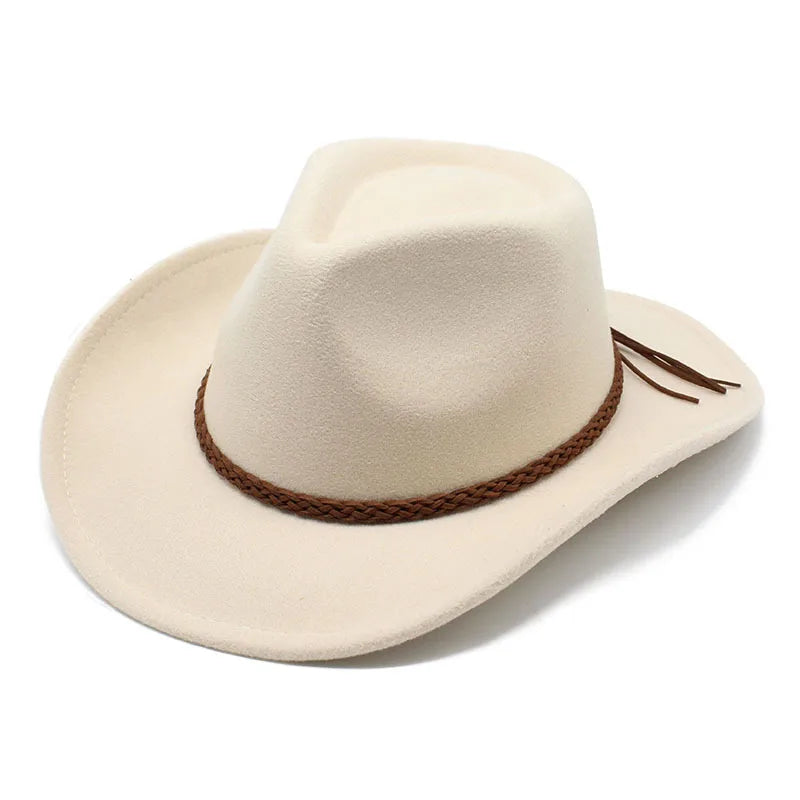New Bowler Hat Tibet Style Western Cowboy Hat Soft Woolen Horse Riding Hat Boys and Girls Export Wholesale