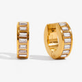 J&D Stainless Steel Waterproof 18K PVD Gold Plating  Crystal Rectangle Stone 15MM Small Huggie Earrings