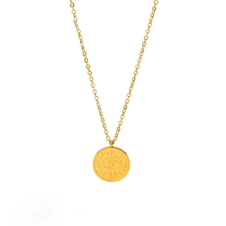 Retro Style Classic Stainless Steel Jewelry 18k Gold Plated Eight Pointed Star Pendant Necklace