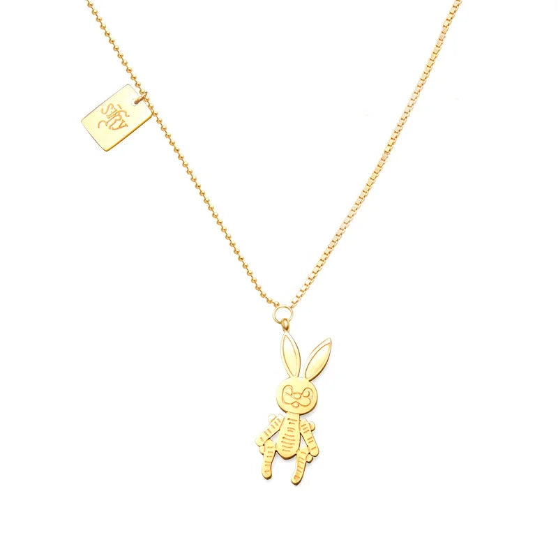 New Style Rabbit Pendant Titanium Steel 18K Gold Plated Necklace Women