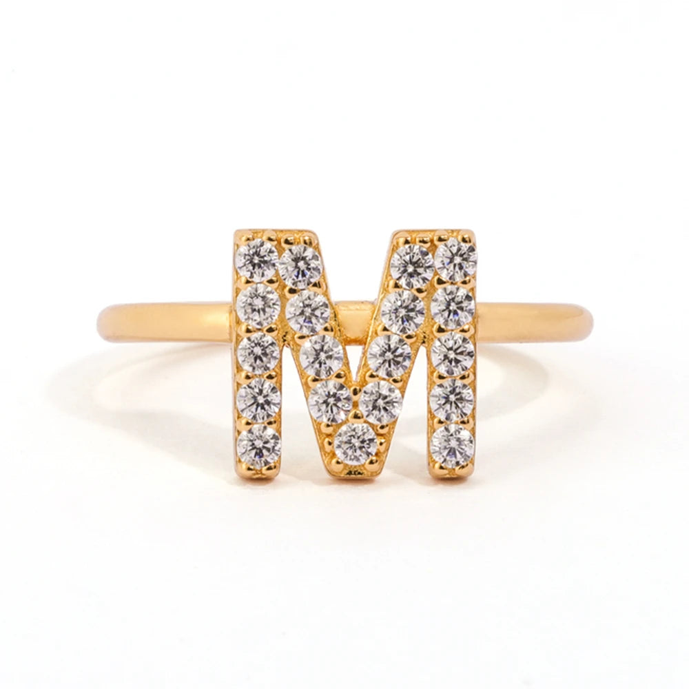 Dedicated Memory Points Convey Exclusive Blessings Fine Jewelry 925 Silver Initial Letter M Ring OEM ODM Supplier